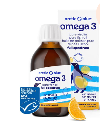 Arctic Blue Omega 3 DHA- und EPA-Fischöl für Kinder mit Vitamin D3