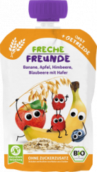 【dm】Quetschie Banane, Apfel, Himbeere, Blaubeere mit Hafer ab 6 Monaten, 100 g