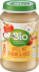 【dm】Frucht & Getreide Apfel mit Banane und Hirse ab dem 6. Monat, Demeter, 190 g