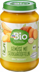 【dm】Gemüse mit Süßkartoffeln ab dem 5. Monat, Demeter, 190 g