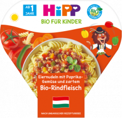 【dm】Kinderteller Eiernudeln mit Paprika-Gemüse und zartem Bio-Rindfleisch ab 1 Jahr, 250 g