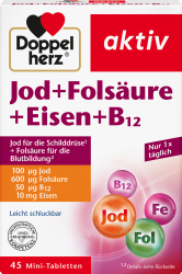 akiv Jod + Folsäure + Eisen + B12 45 Mini-Tabletten