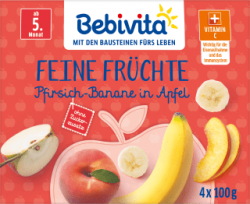 【dm】Früchte Feine Früchte Pfirsich-Banane in Apfel nach dem 4. Monat (4x100 g), 0,4 kg