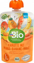 【dm】Quetschie Karotte mit Mango, Banane, Birne, ab 1 Jahr, demeter, 100 g