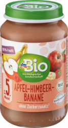 【dm】Früchte Apfel-Himbeer-Banane ab dem 5. Monat, Demeter, 190 g