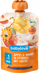 【dm】Quetschie Apfel & Mango in Pfirsich mit Hafer recyclebar ab 1 Jahr, 100 g