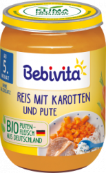 【dm】Menü Reis mit Karotten und Pute ab dem 5. Monat, 190 g