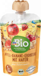 【dm】Quetschie Apfel, Banane, Erdbeere mit Hafer ab 1Jahr, demeter, 100 g