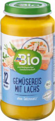 【dm】Menü Gemüsereis mit Lachs ab dem 12. Monat, Demeter, 250 g